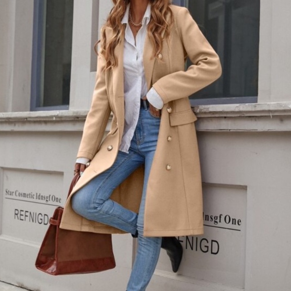 Classic Black Button up Long Jacket Coat - Picture 10 of 13